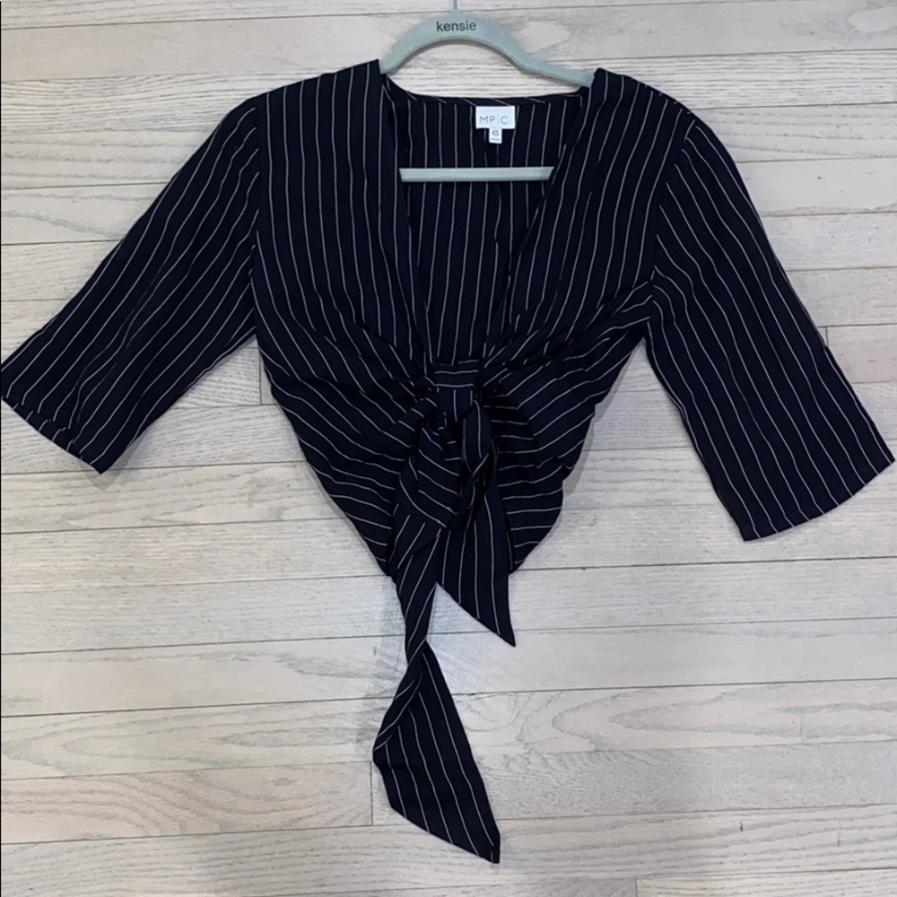 Black & White Striped Crop Blouse